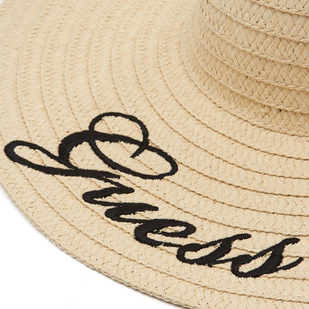 Guess Cappello in paglia logo guess grande nero