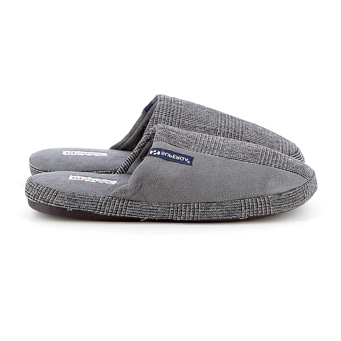 Superga ciabatta uomo grigio fantasia quadrettini morbida con