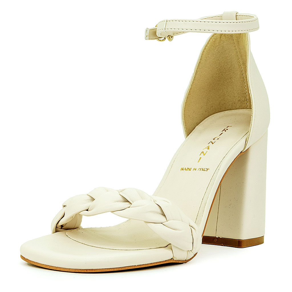 Prignani sandalo panna fascia intrecciata cinturino caviglia tacco 70