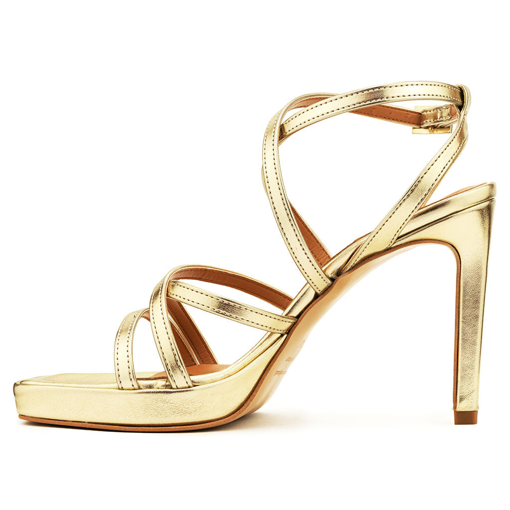 Prignani sandalo a strisce platino tacco 10