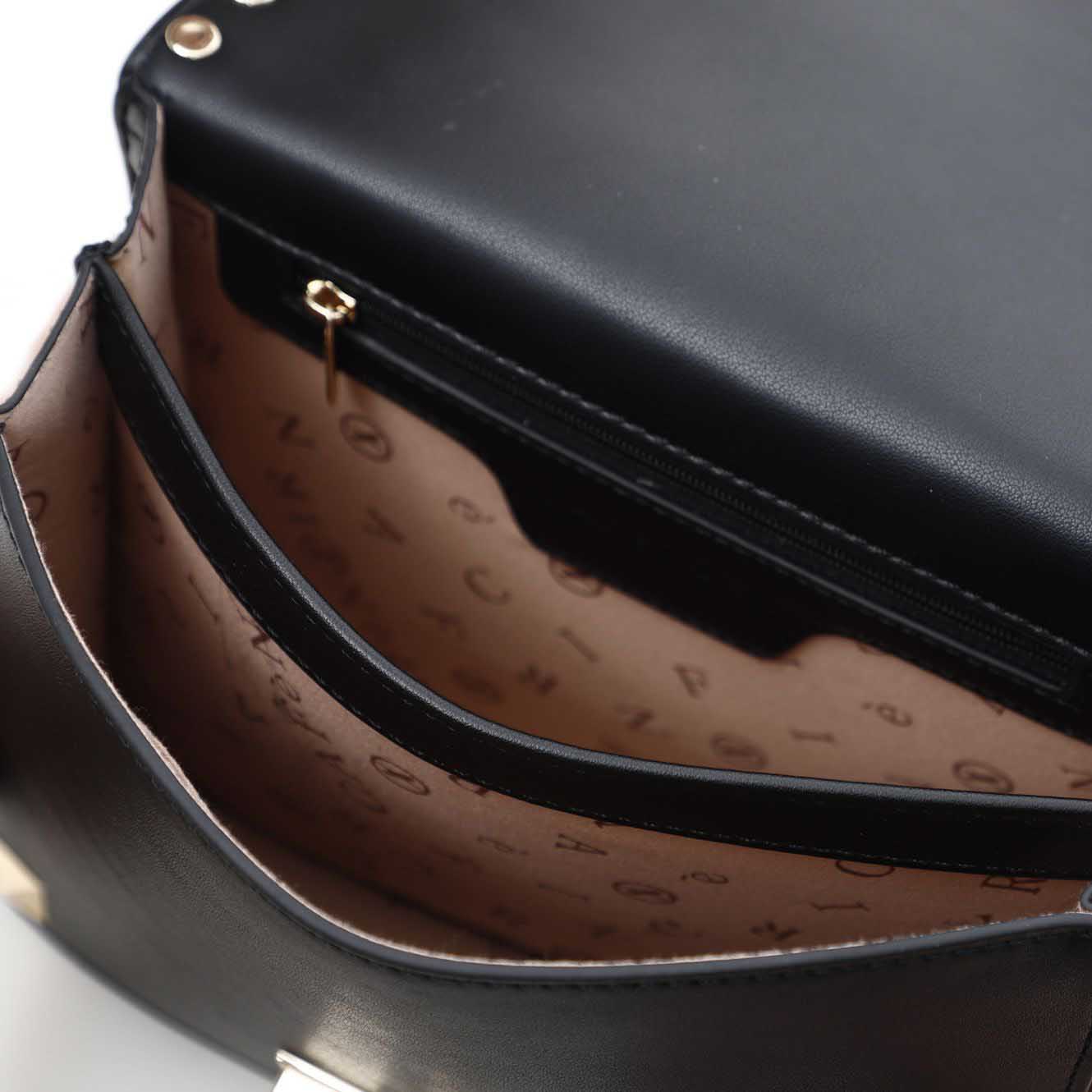 CAFèNOIR donna minibag nera maculata con borchie oro