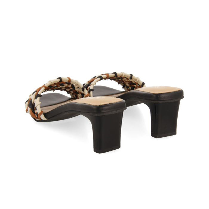 Gioseppo donna sandali con tacco nero e fascia beige nero cuoio