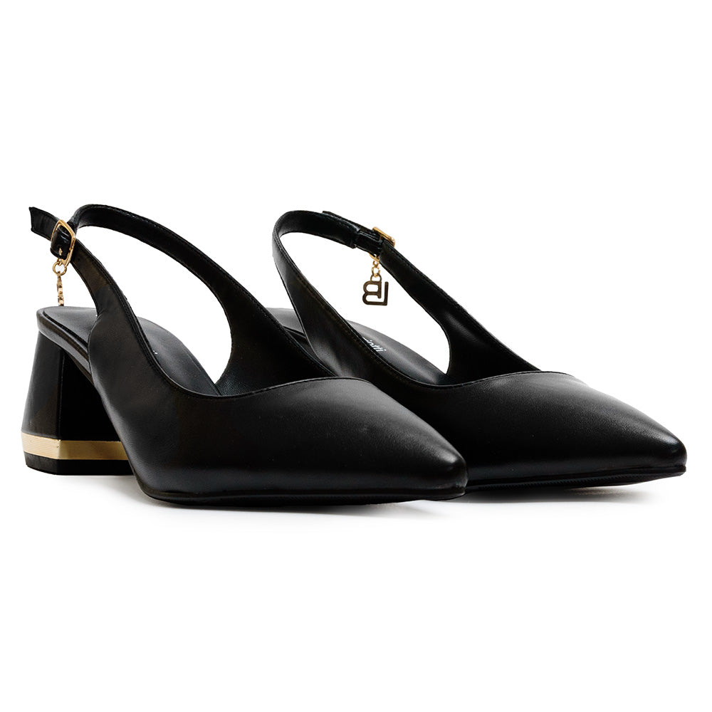 Laura Biagiotti sandalo slingback nero a punta tacco largo 5