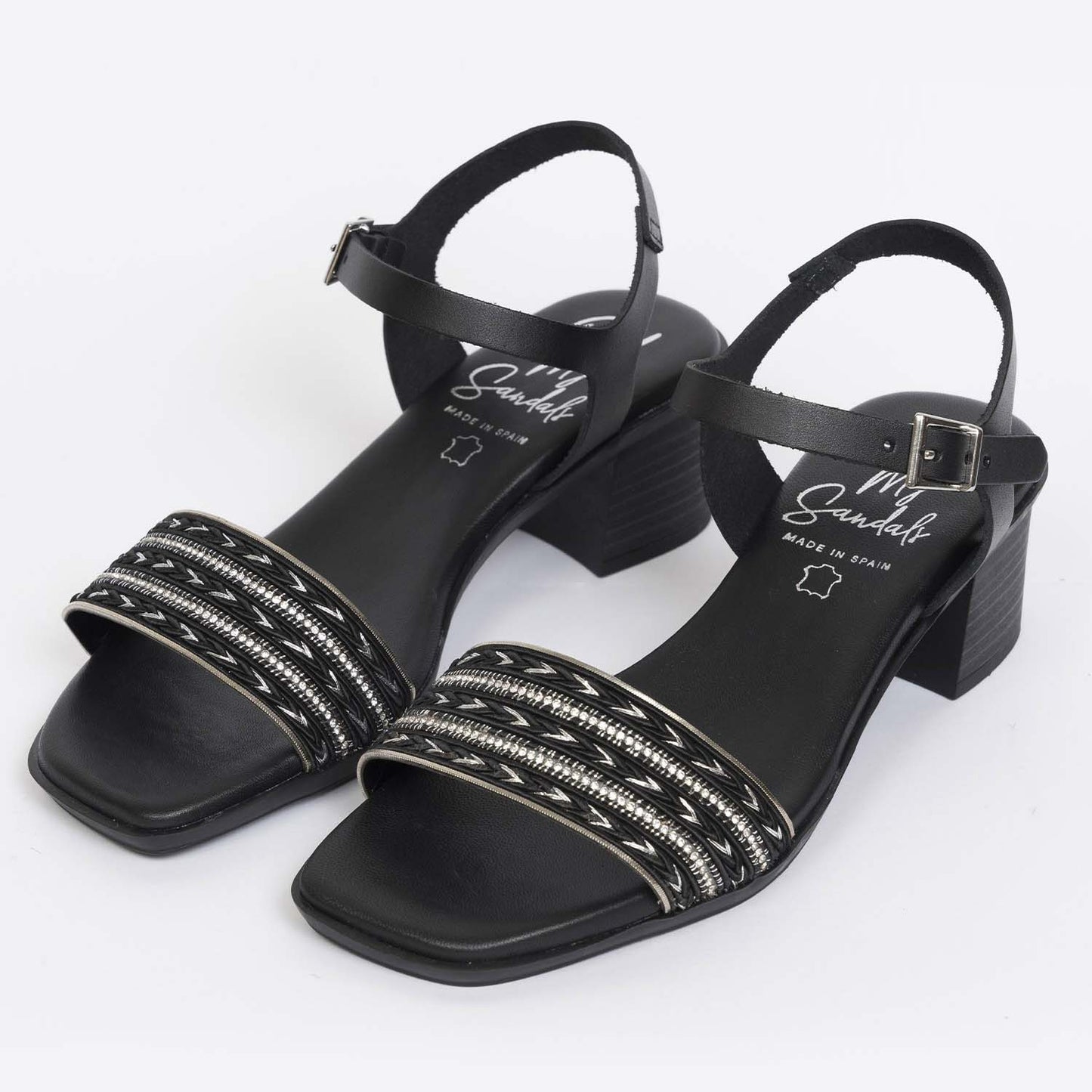 Oh My Sandals Sandali Nero in pelle Made in Spagna