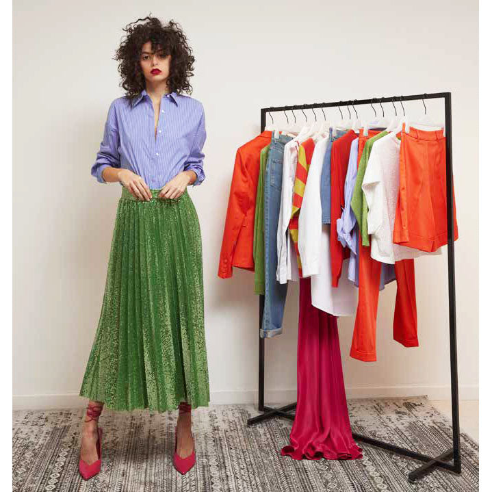 Eco Gonna plissè paillettes Verde