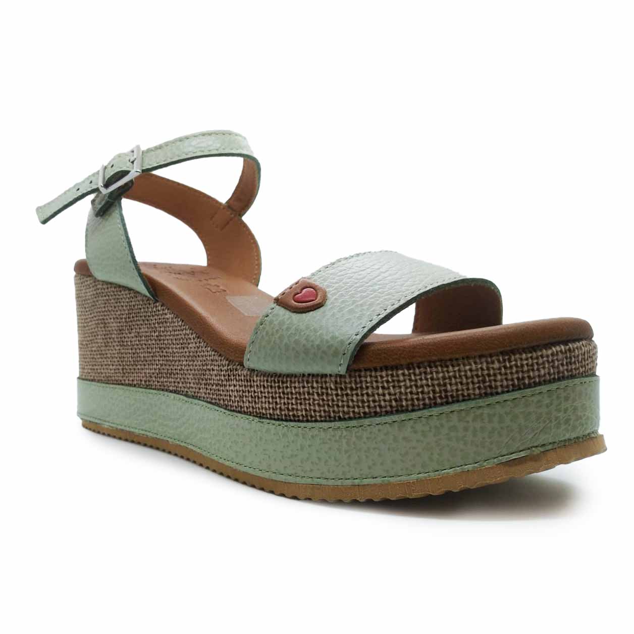 Oh My Sandals Zeppa con fascia e sottopiede memory in pelle Alga