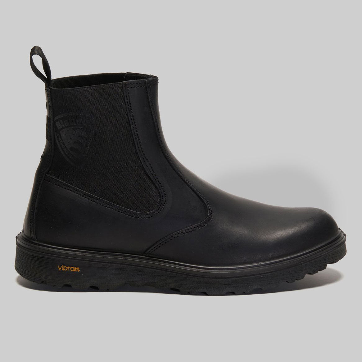 Blauer stivaletto in pelle nera con elastici fondo in gomma