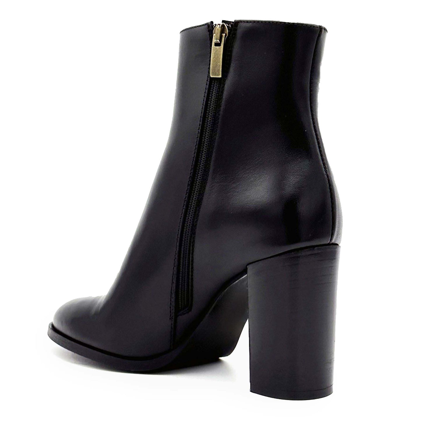 Elisa Lanci Glam Shoes Stivaletto tronchetto in pelle con tacco blocco Nero