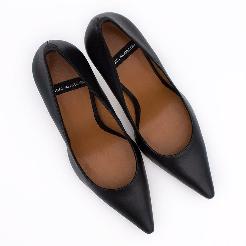 Angel Alarcon Décolleté Vanessa in pelle tacco a rocchetto 90 Nero