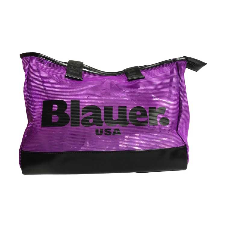 Blauer borsa in tela viola doppio manico