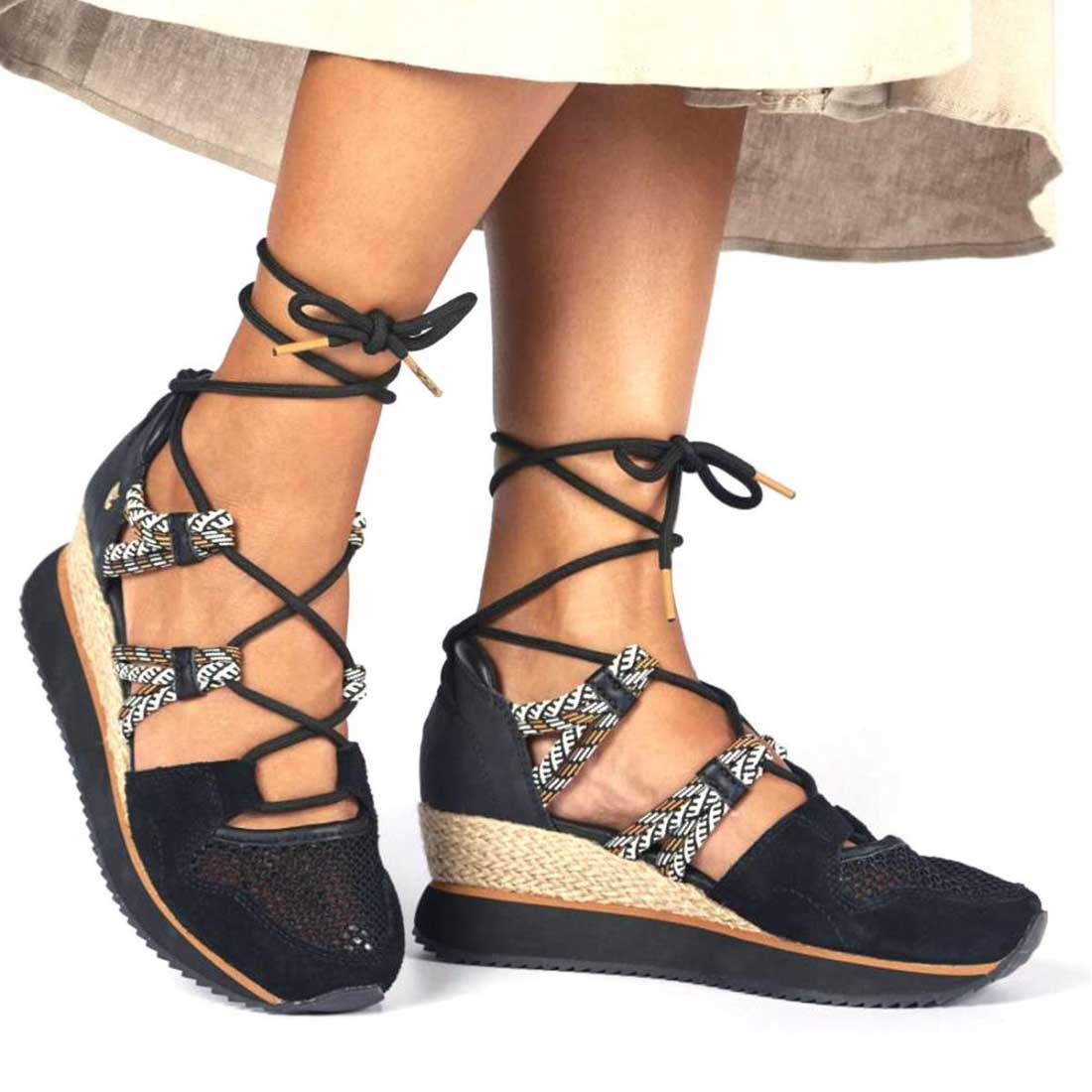 Gioseppo Sneakers aperte nere espadrillas con zeppa – Prignani