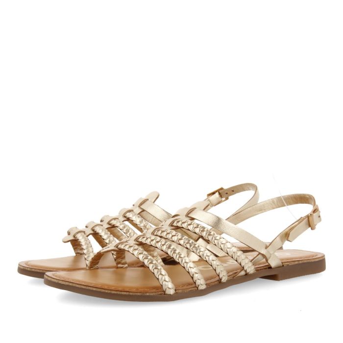 Gioseppo Sandali in pelle intrecciata oro