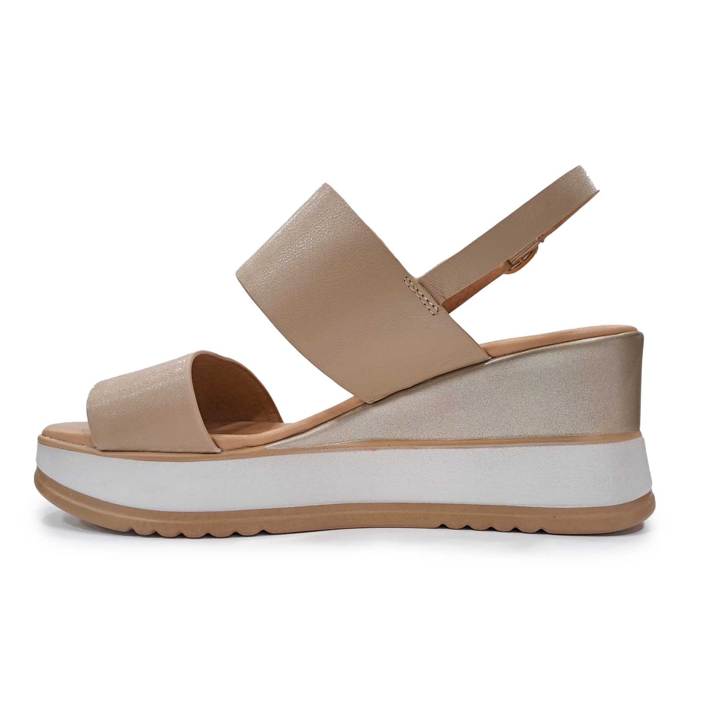 Sandalo in pelle Made in Italy Beige
