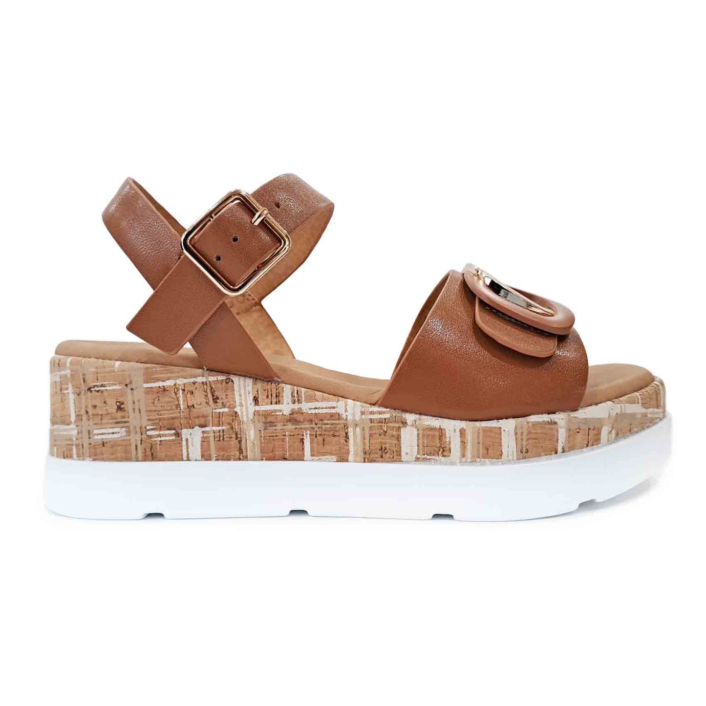Sandalo in pelle Made in Italy Cuoio