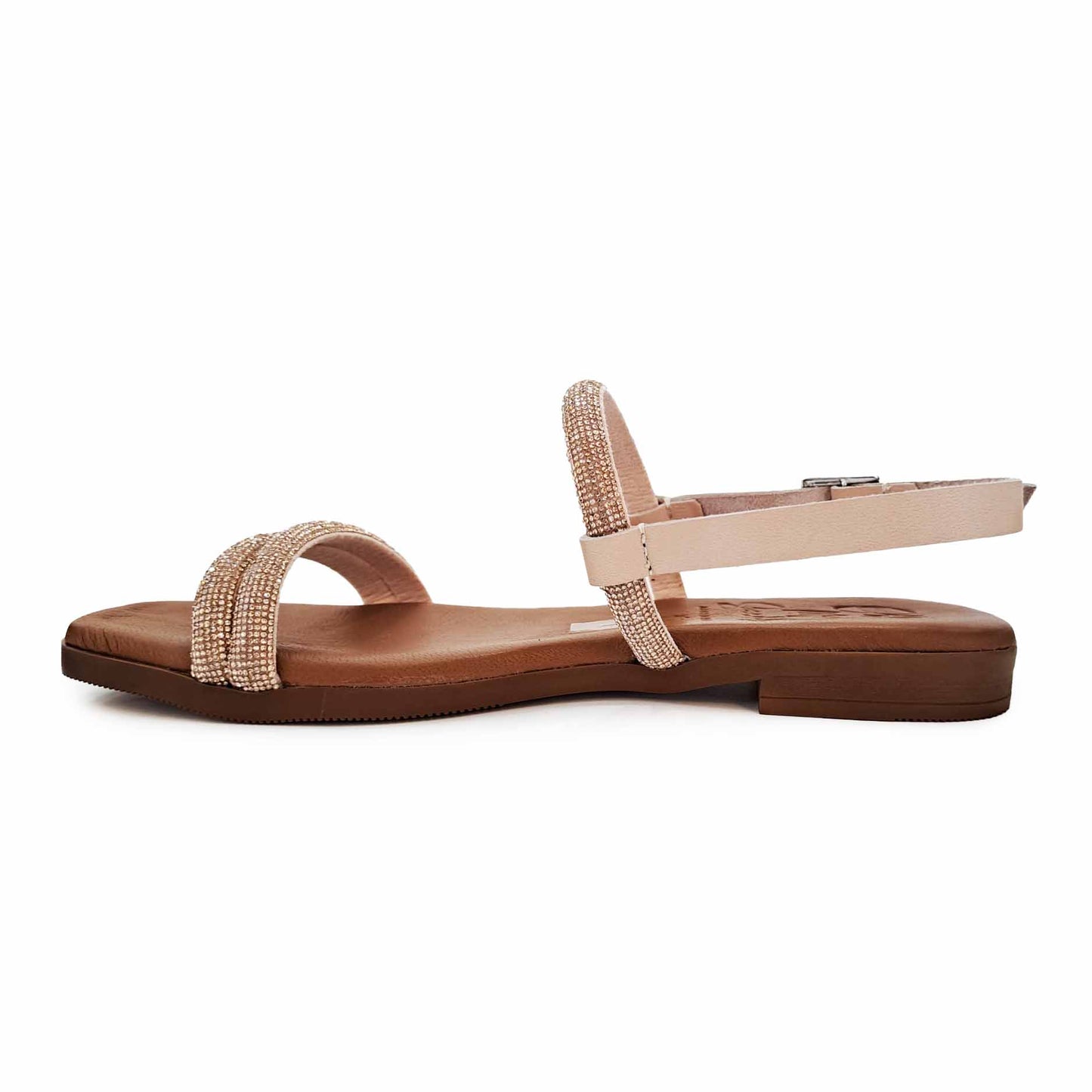 Oh My Sandals sandalo nude fasce brillantini argento