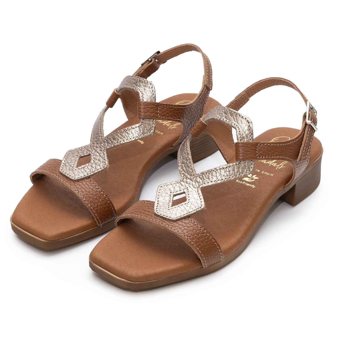 Oh My Sandals sandalo cuoio martellato romboidale multi bronzo con cinturino