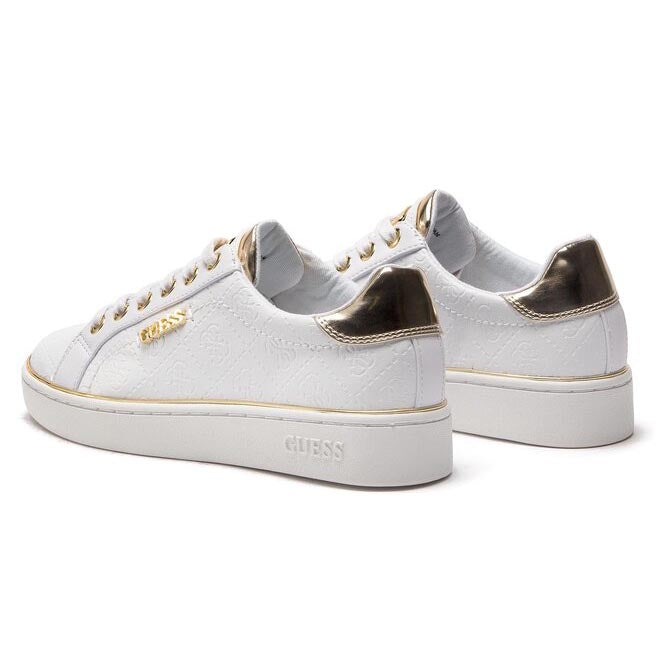Guess sneaker bianca logata con rifiniture oro