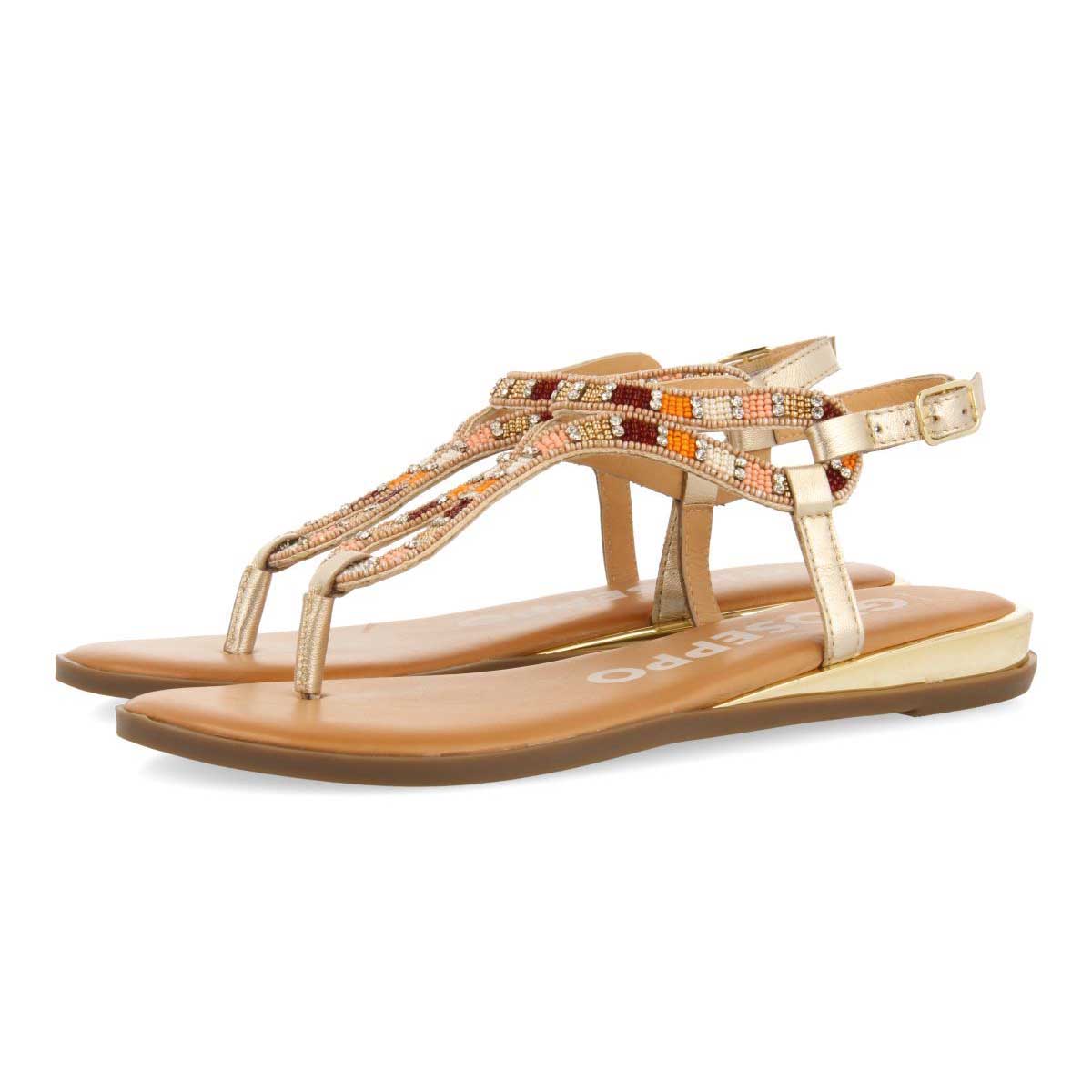Gioseppo Sandali dorati con pietre multicolor Nyssa Oro