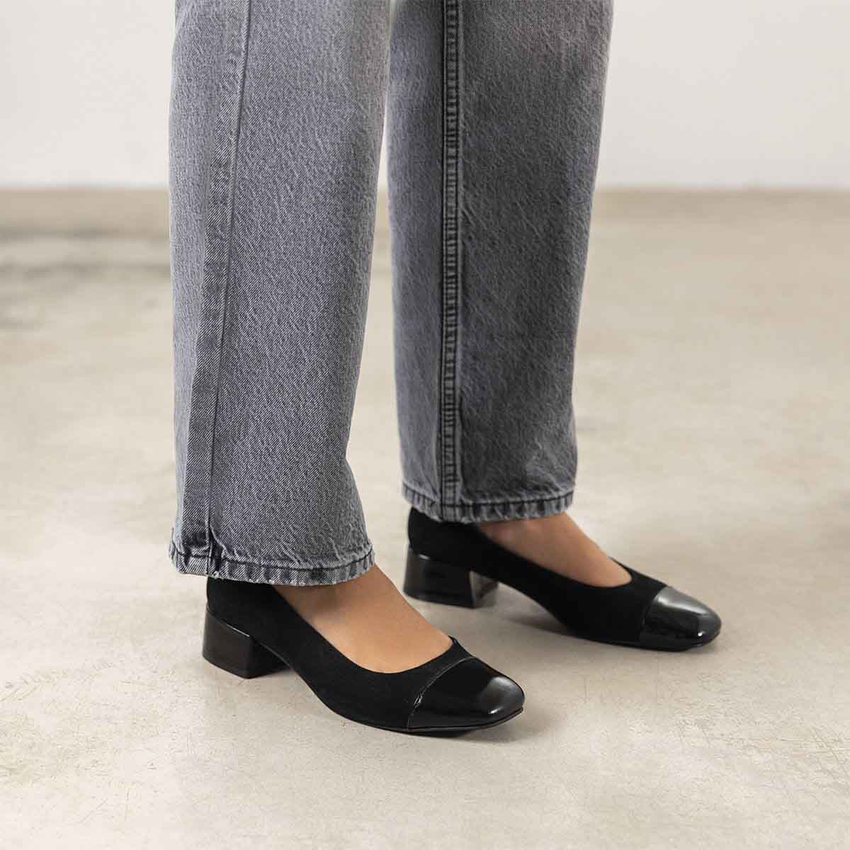 Gioseppo decollete in camoscio nero con tacco e punta tonda in