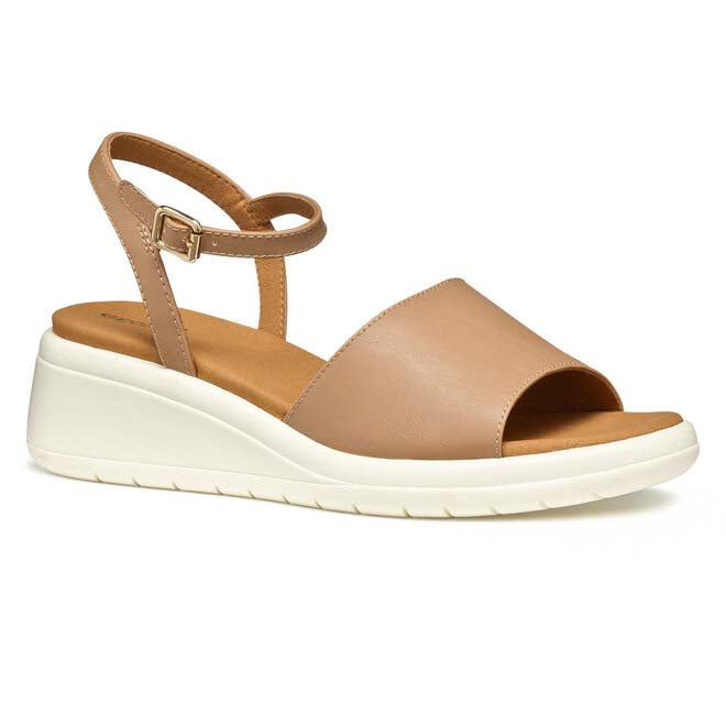 Geox sandali D MELICONIA zeppa e cinturino Taupe