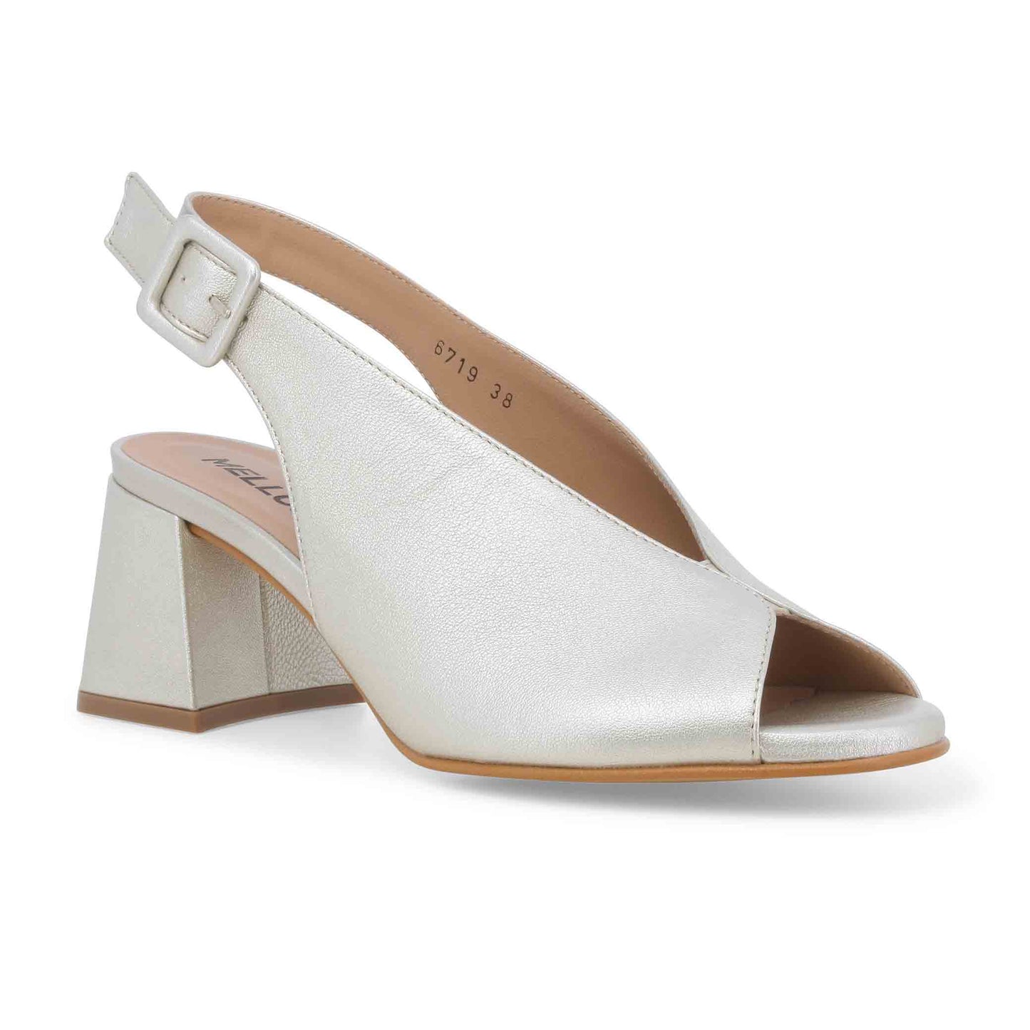 Melluso Sandalo donna comodo in pelle platino