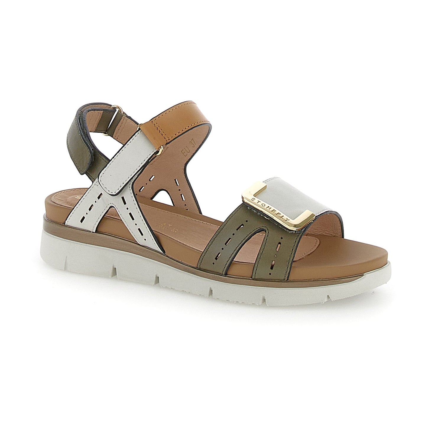 Stonefly Sandalo senza tacco da donna in pelle verde