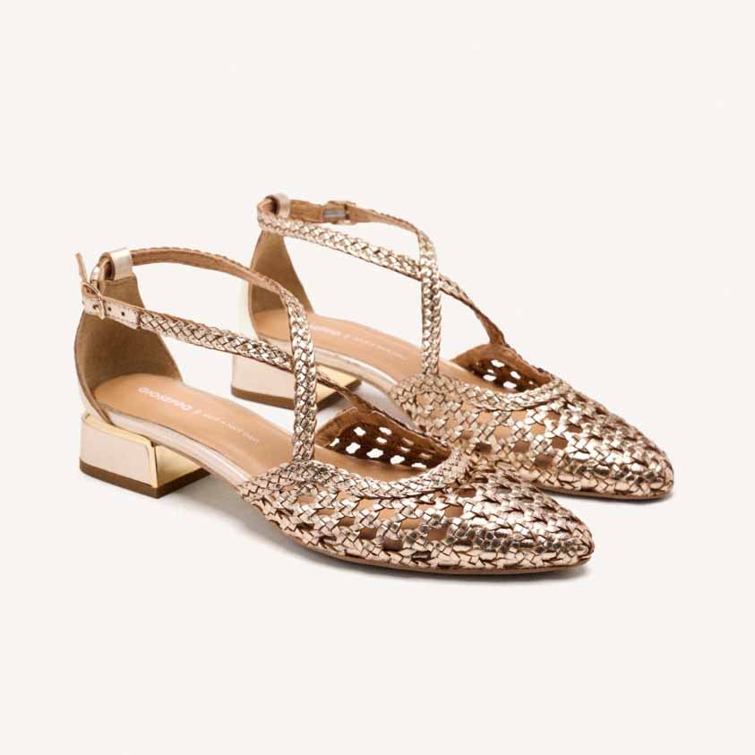 Gioseppo 75560 BRILLION ballerina in pelle intrecciata Platino
