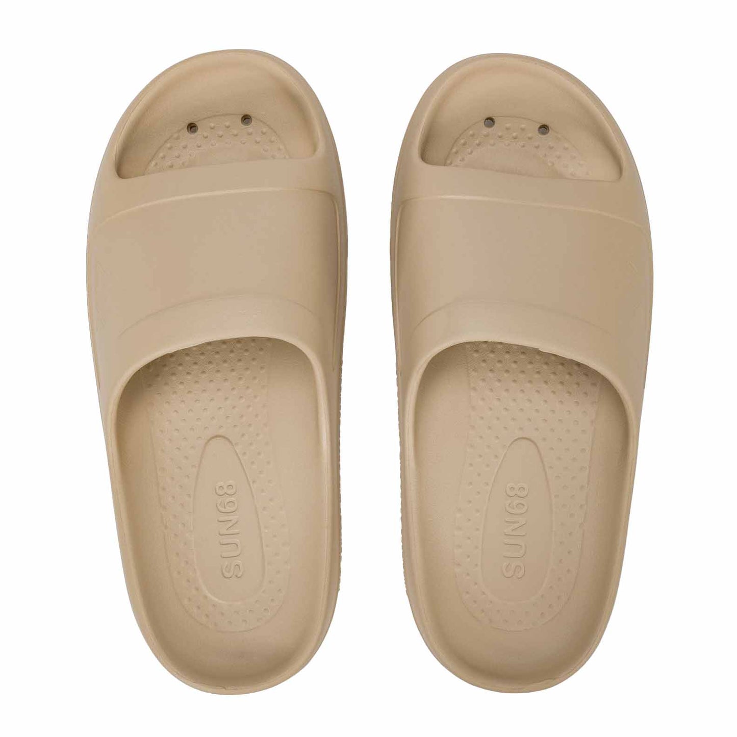 X36112 SLIPPERS MONOBLOCK LOGO BEIGE