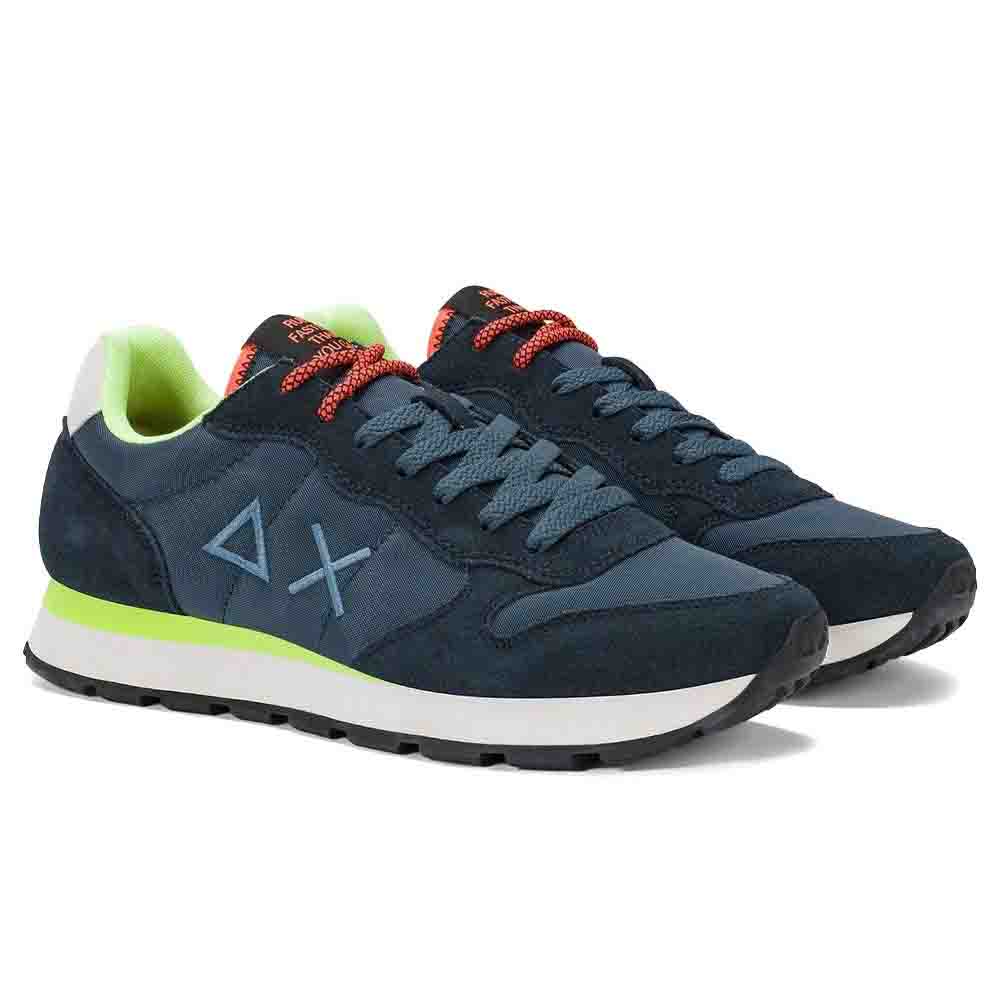 Sun68 Sneaker Tom Fluo in nylon e suede blu navy