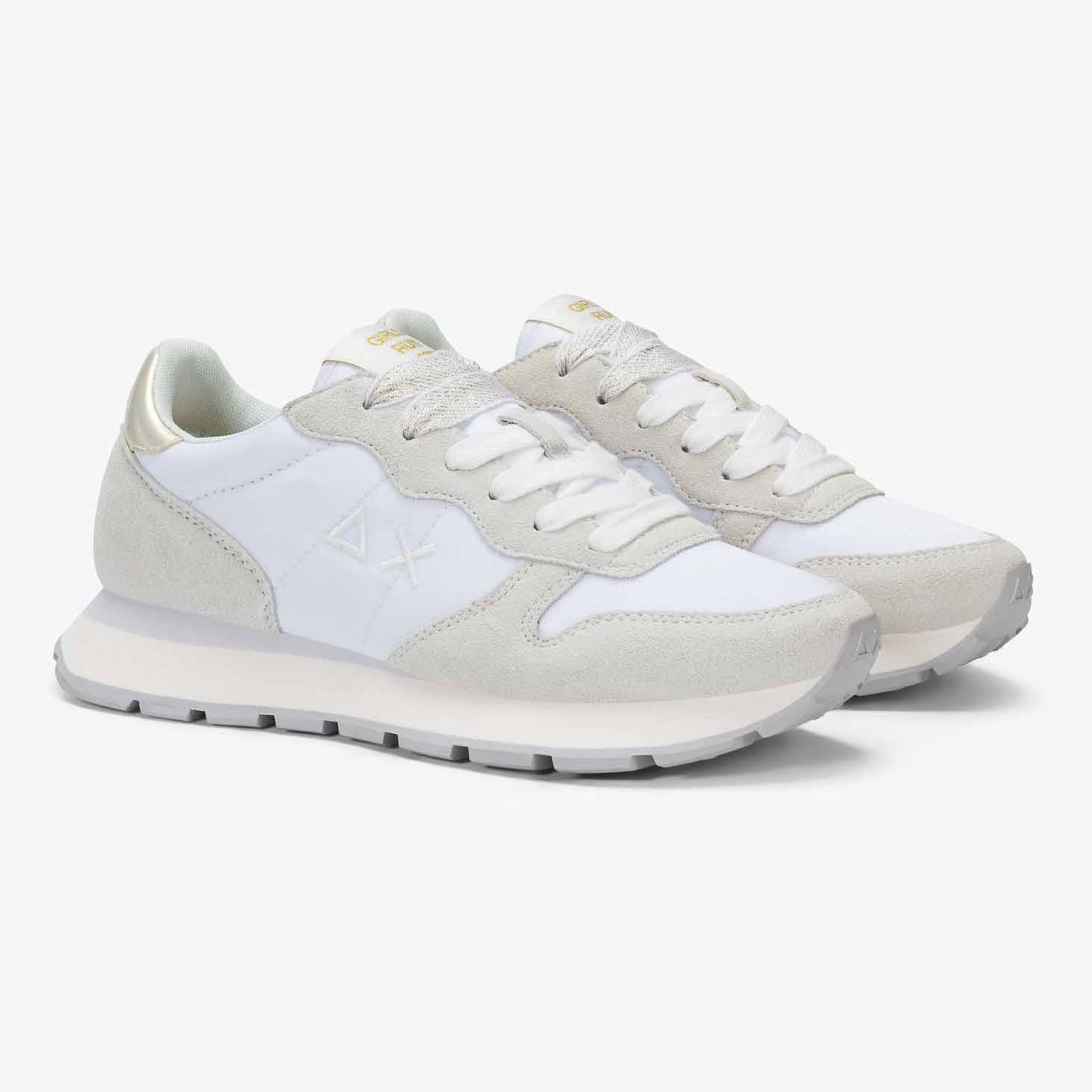 Sun68 Sneaker Ally Gold Silver in suede e nylon bianco