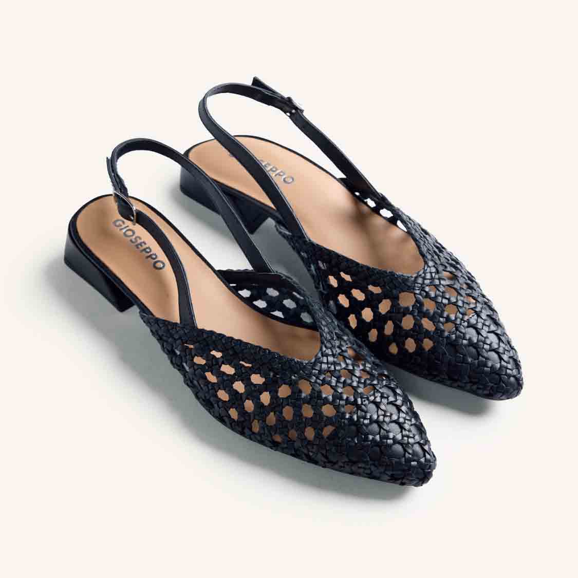 Gioseppo slingback in pelle intrecciata nero
