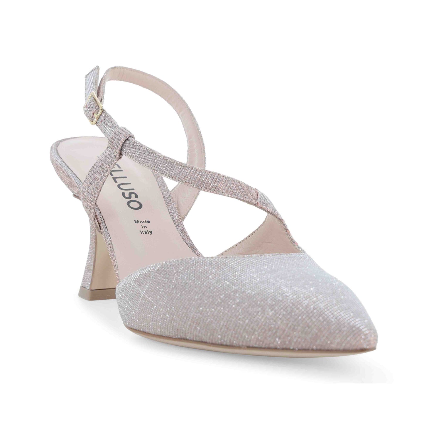 Melluso Slingback in tessuto rosa glitter