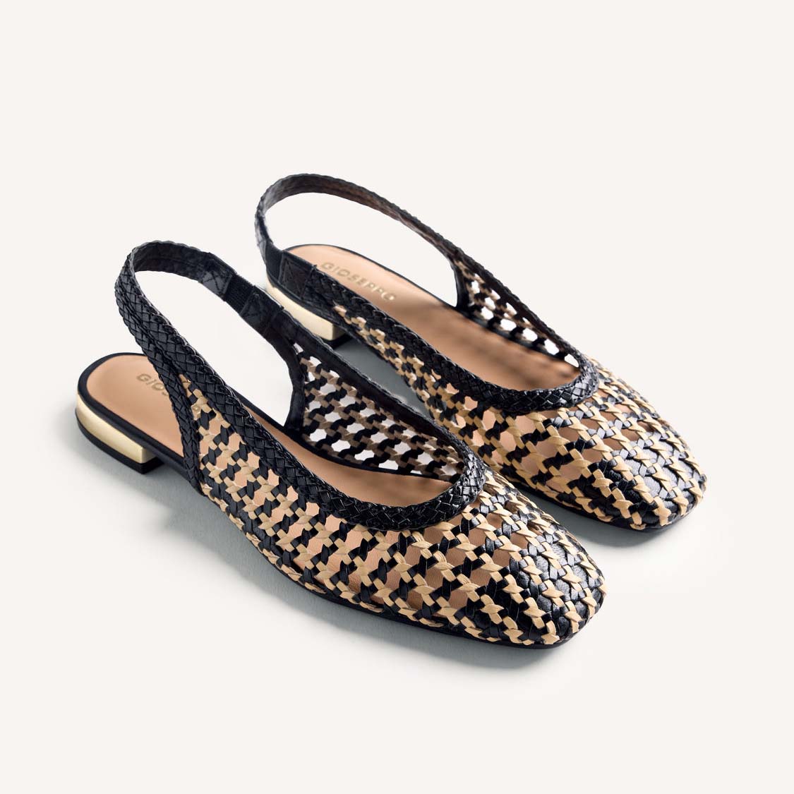 Gioseppo slingback in pelle intrecciata nude nero