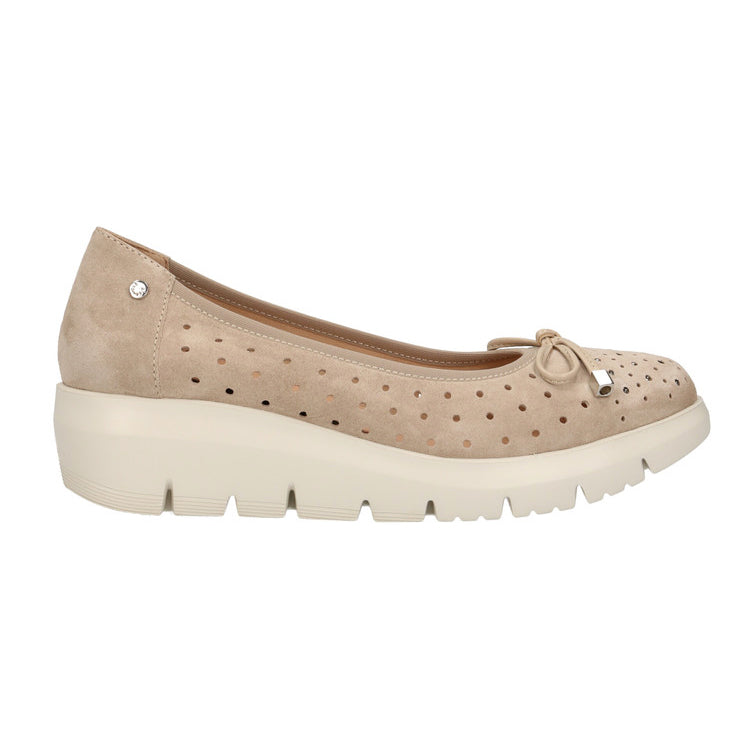 Stonefly Ballerina in camoscio e pelle Taupe con suola in gomma