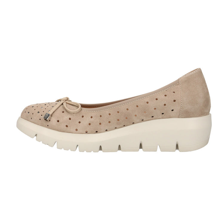 Stonefly Ballerina in camoscio e pelle Taupe con suola in gomma