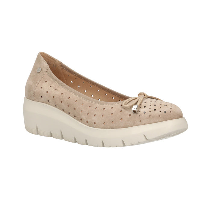 Stonefly Ballerina in camoscio e pelle Taupe con suola in gomma