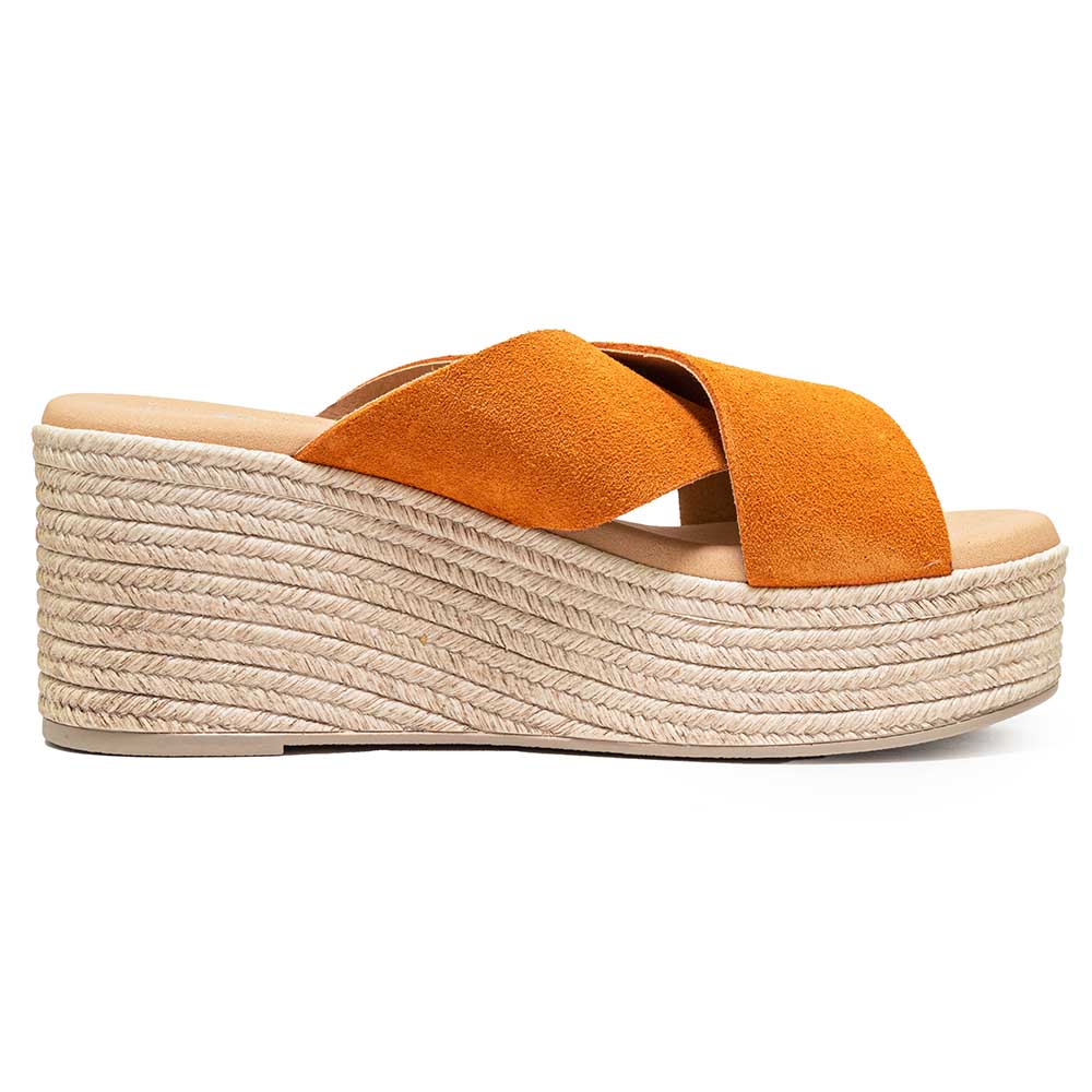 Oh My Sandals ciabatta arancione in corda doppia fascia incrociata