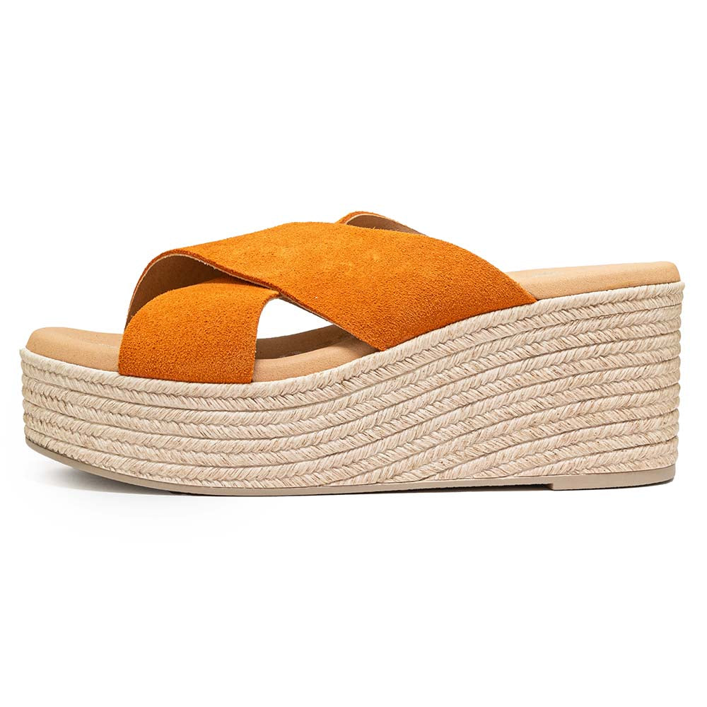 Oh My Sandals ciabatta arancione in corda doppia fascia incrociata