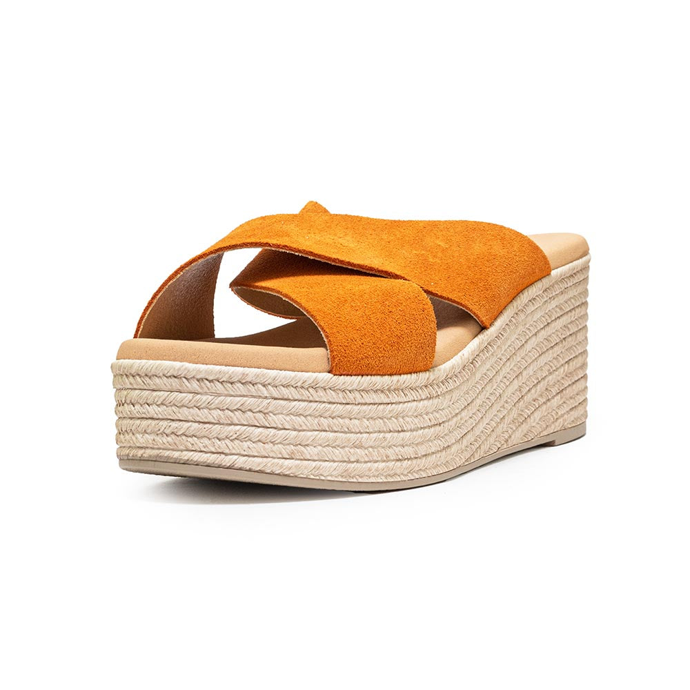Oh My Sandals ciabatta arancione in corda doppia fascia incrociata