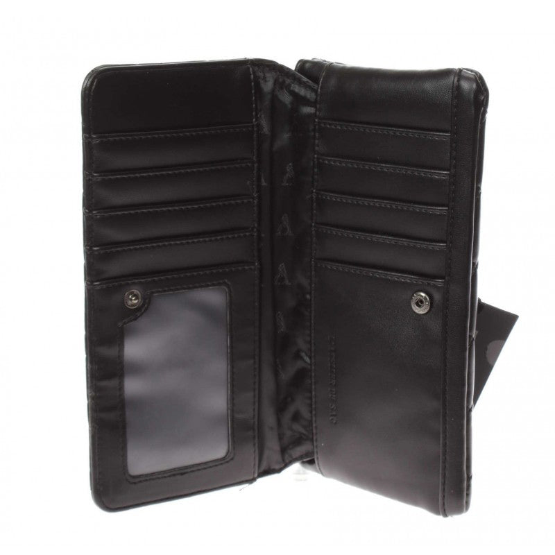 PashBag portafogli nero trapuntato con borchie argento apertura zip e clip poste