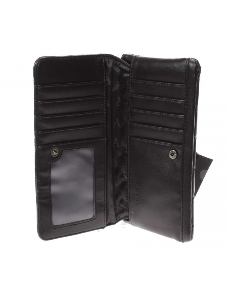 PashBag portafogli nero trapuntato con borchie argento apertura zip e clip poste