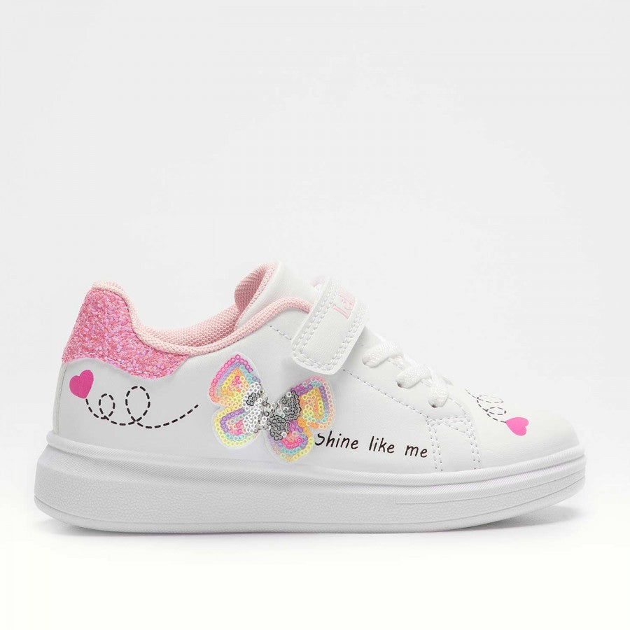 Lelli Kelly VIOLA sneakers bianca con strappo e farfalla con pailettes