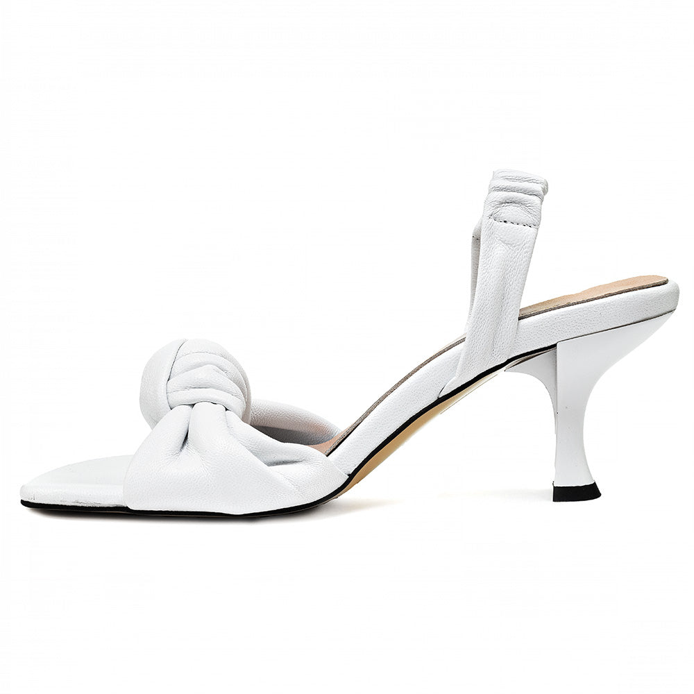 Tiarè donna sandalo bianco fascia alla caviglia tacco a rocchetto altezza 4 cm
