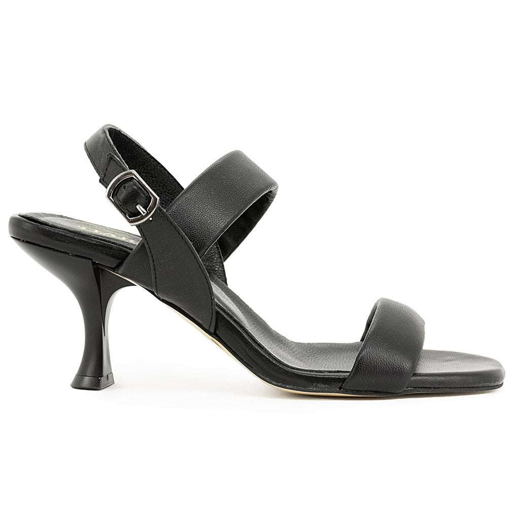 Tiarè sandalo donna nero tacco a rocchetto altezza 7 cm