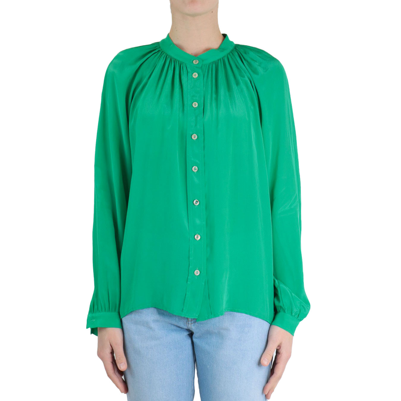 WuSide Camicia tinta unita Viscosa Verde