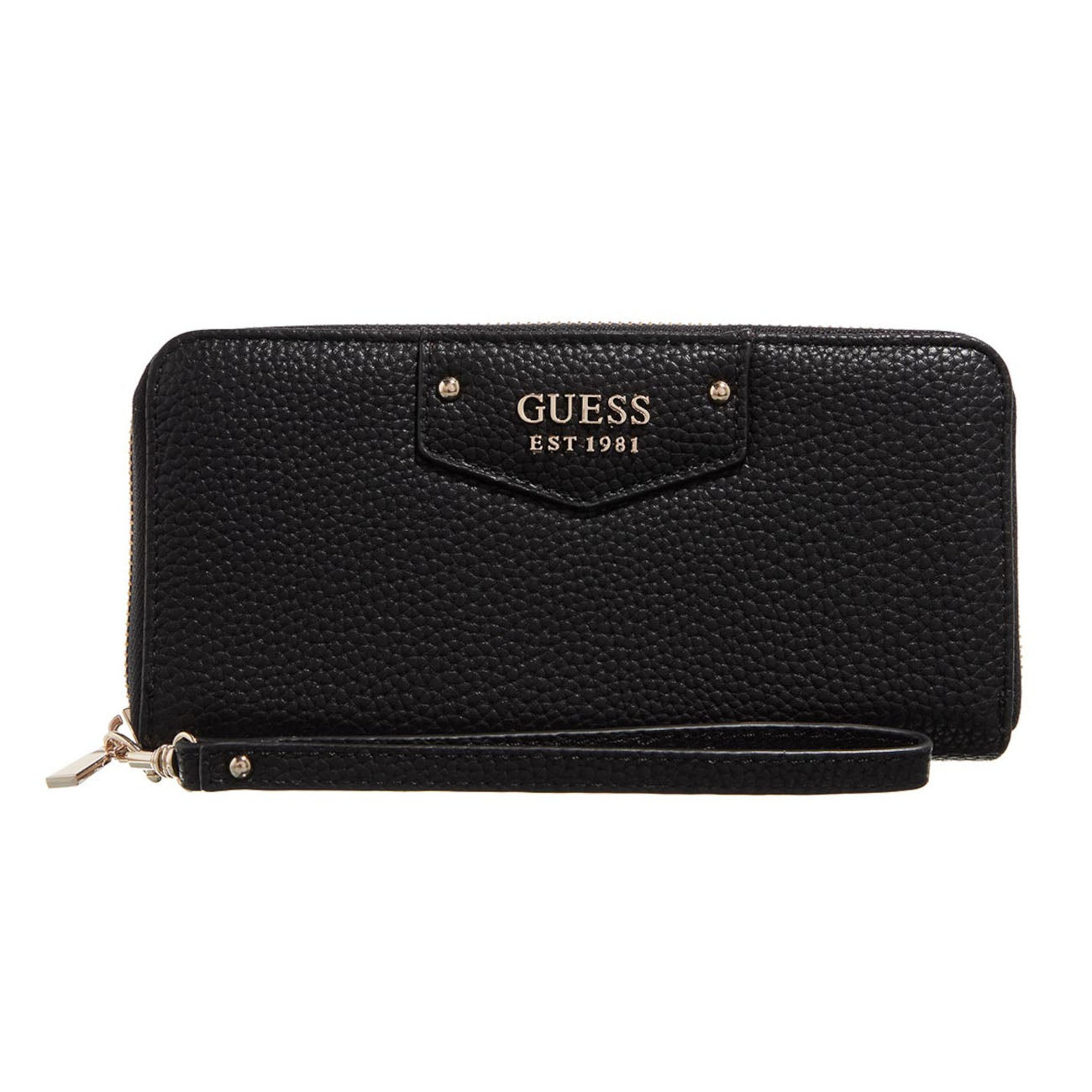 Guess donna portafogli nero grande con zip