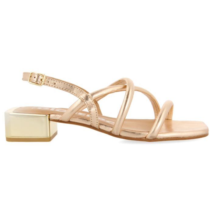 Gioseppo sandali in pelle oro rosa tacco quadrato oro