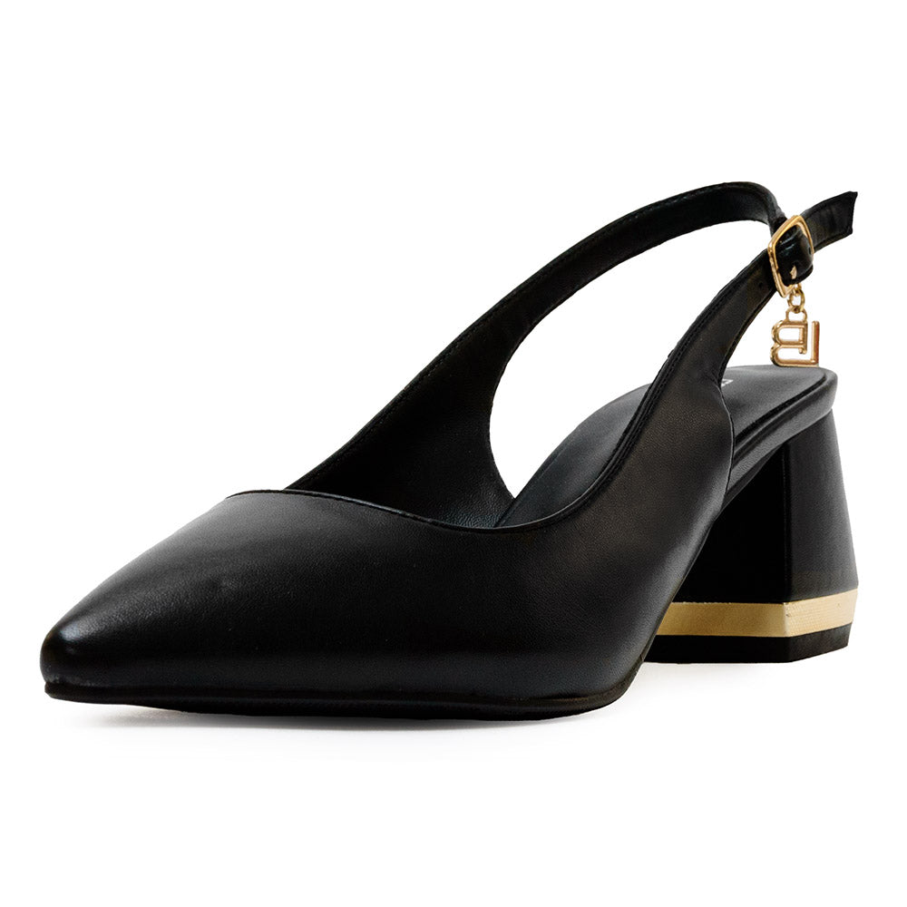 Laura Biagiotti sandalo slingback nero a punta tacco largo 5