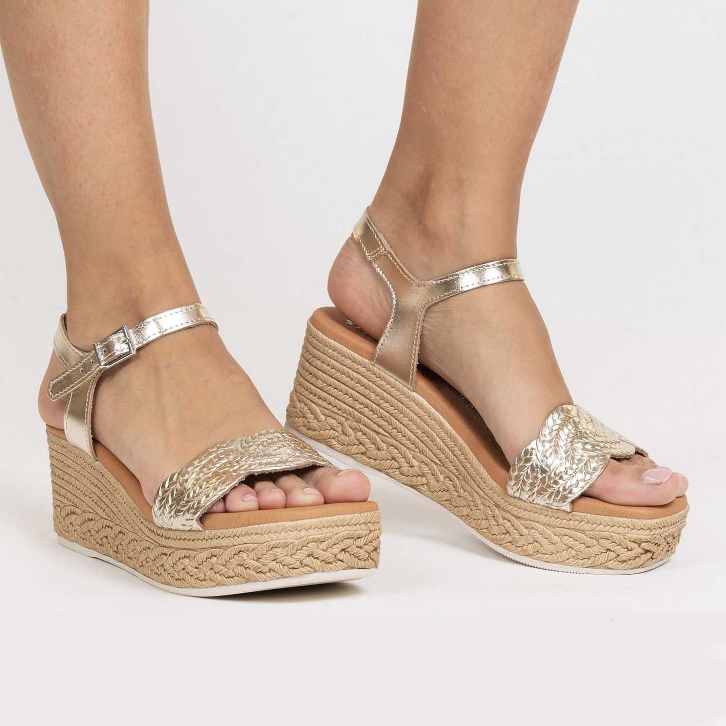 Oh My Sandals Sandali Champagne in pelle Made in Spagna