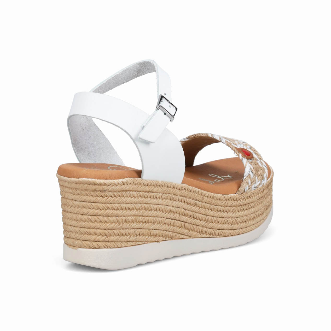 Oh My Sandals sandalo zeppa bianco con fascia in corda con taccosottopiede memor
